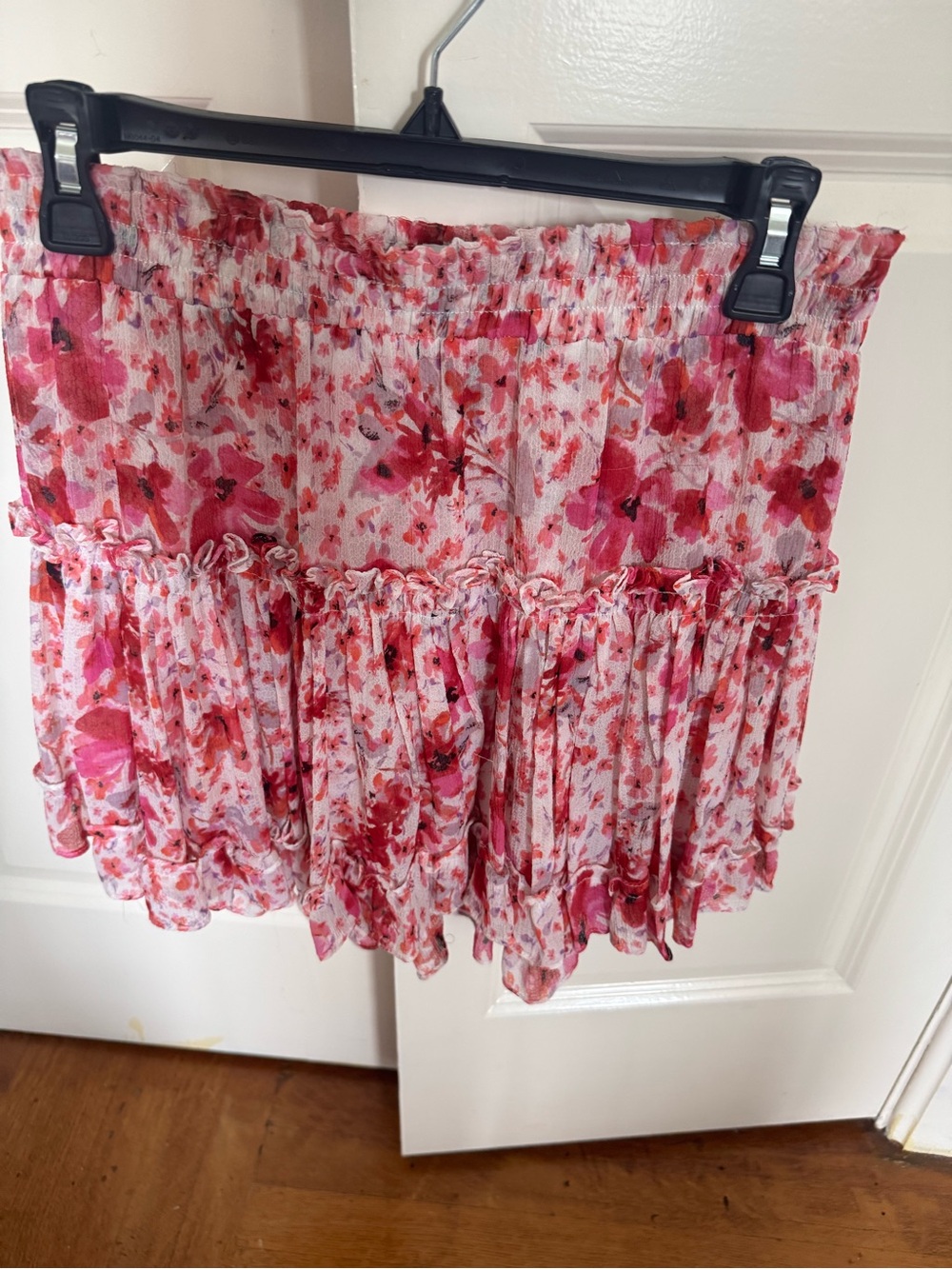 Misa floral Pink Tiered Mini Skirt